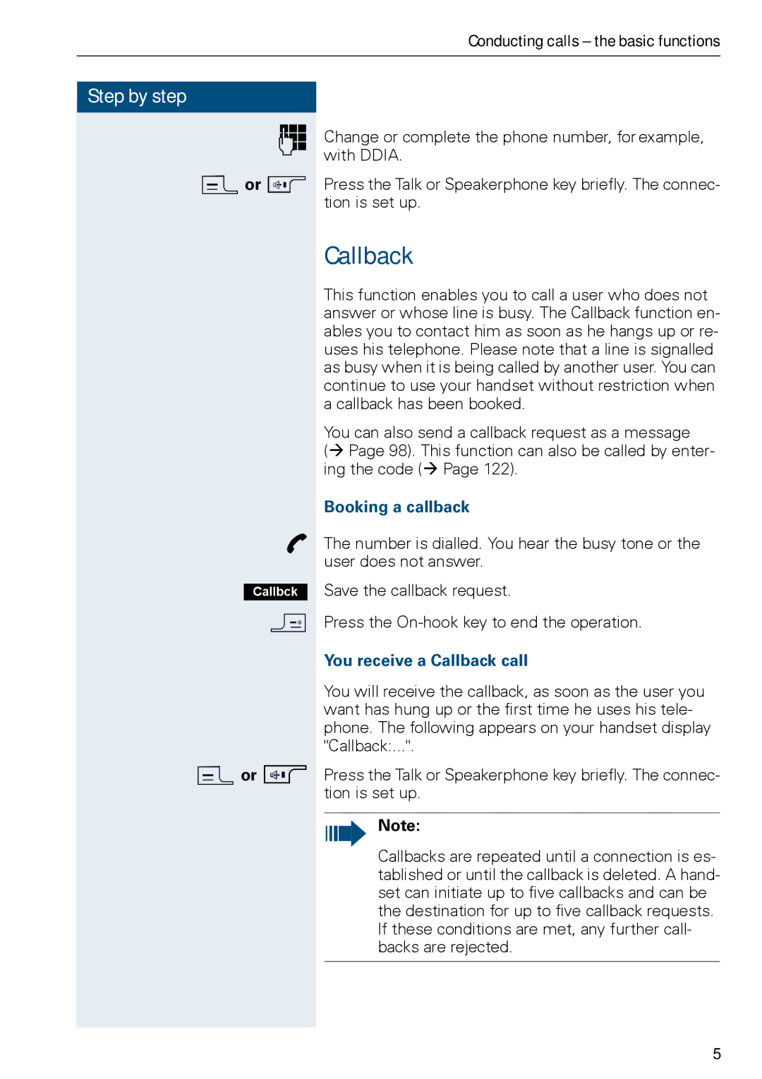 Siemens HiPath 500, HIPATH 3000 operating instructions Booking a callback, You receive a Callback call 