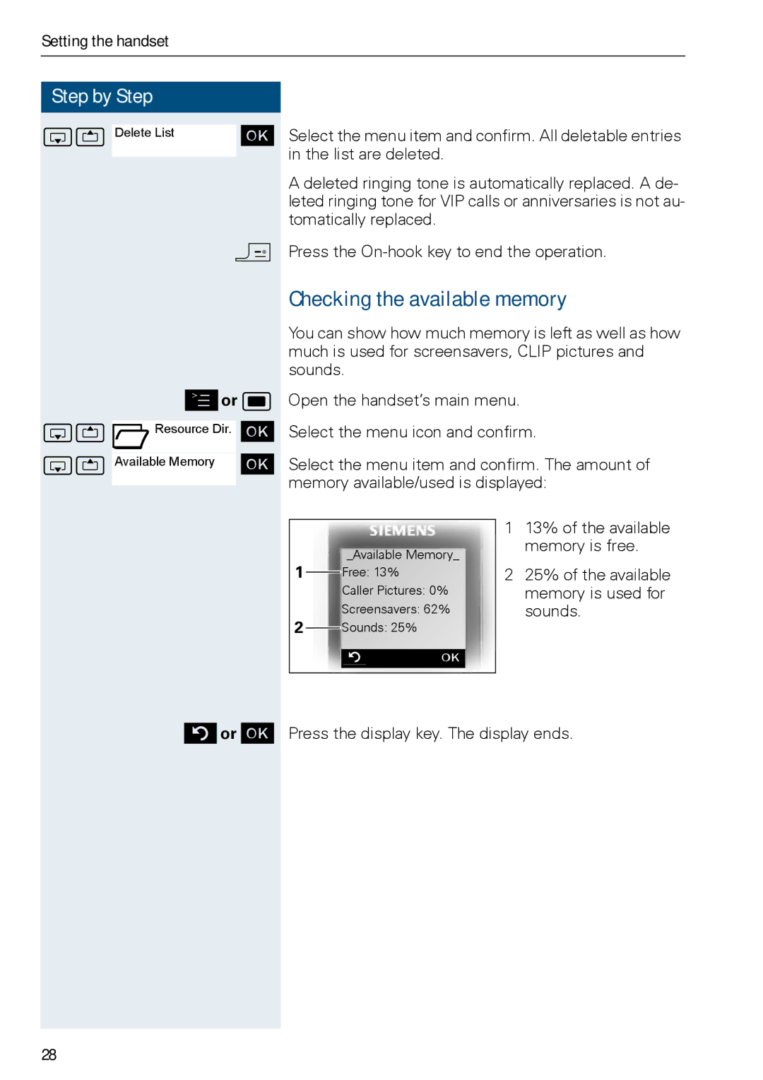 Siemens HIPATH 3000, HiPath 500 operating instructions Checking the available memory 