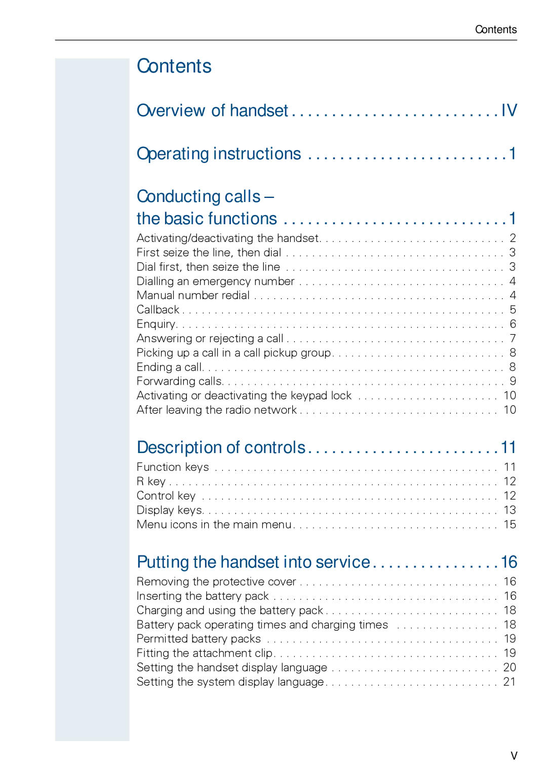 Siemens HiPath 500, HIPATH 3000 operating instructions Contents 