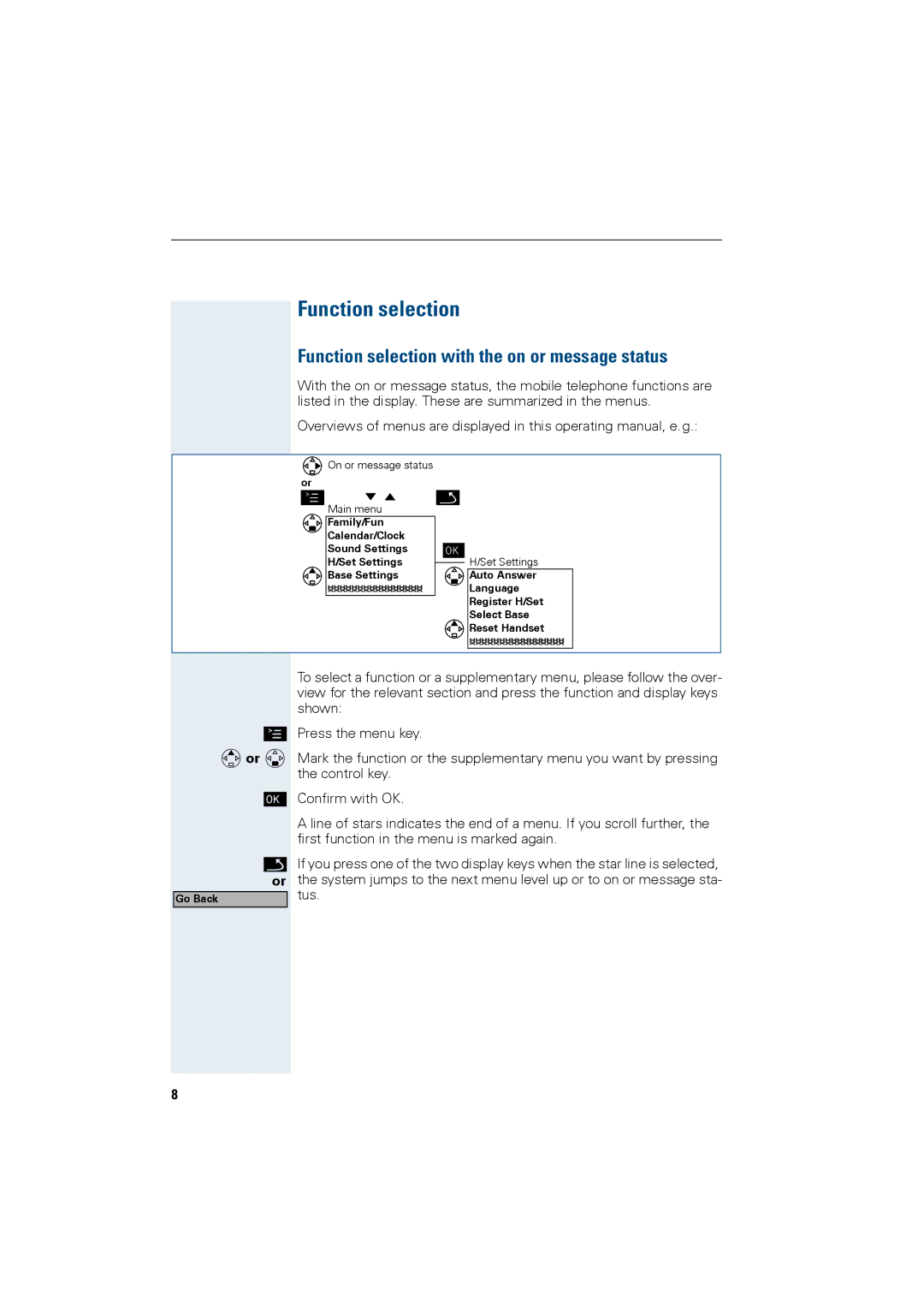 Siemens HiPath 4000 operating instructions Function selection with the on or message status, Eor D 