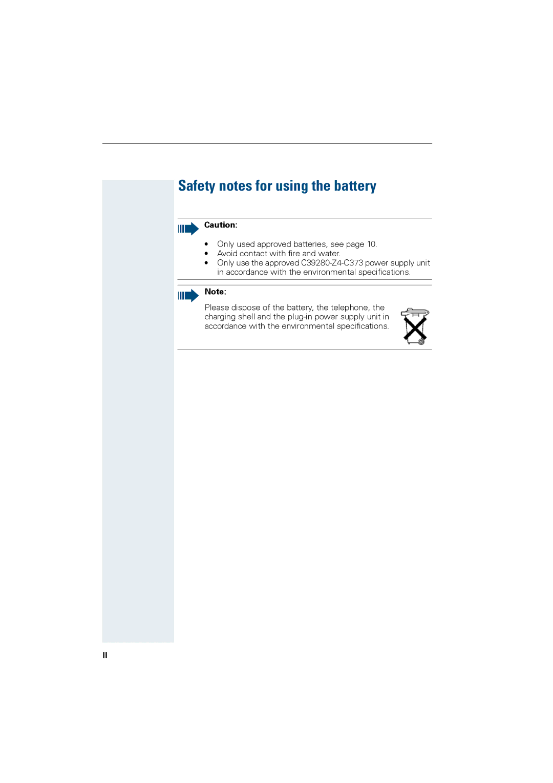 Siemens HiPath 4000 operating instructions Safety notes for using the battery 