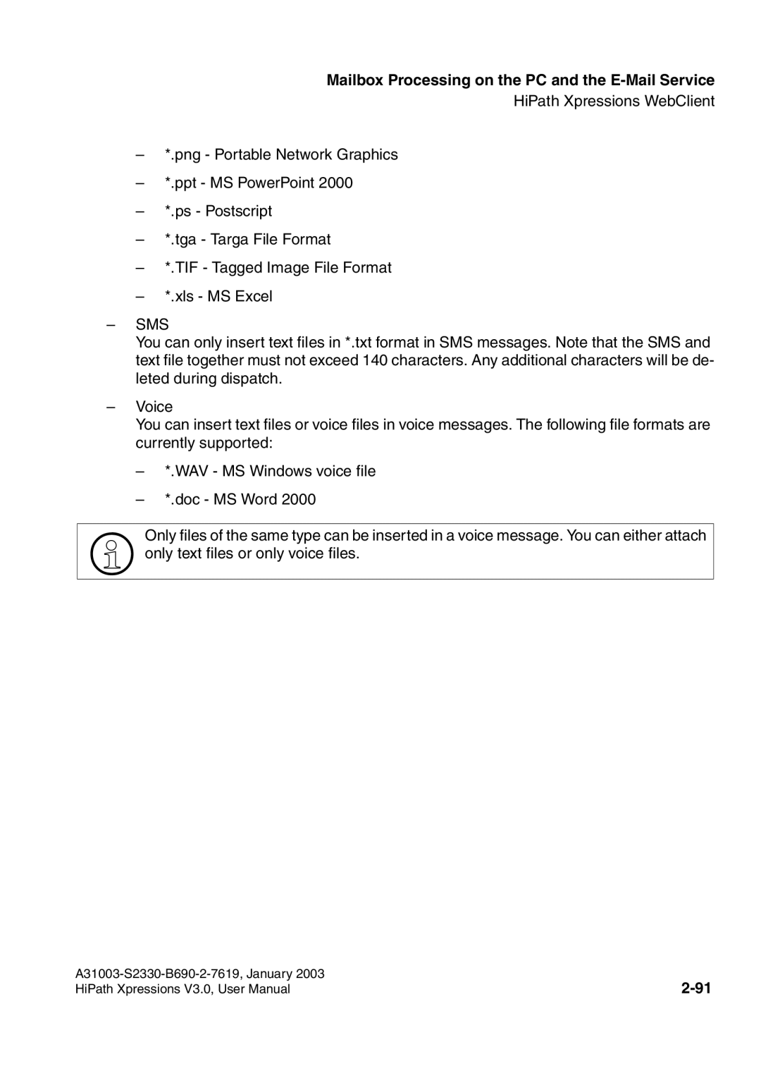 Siemens HiPath Xpressions Unified Messaging user manual Mailbox Processing on the PC and the E-Mail Service 