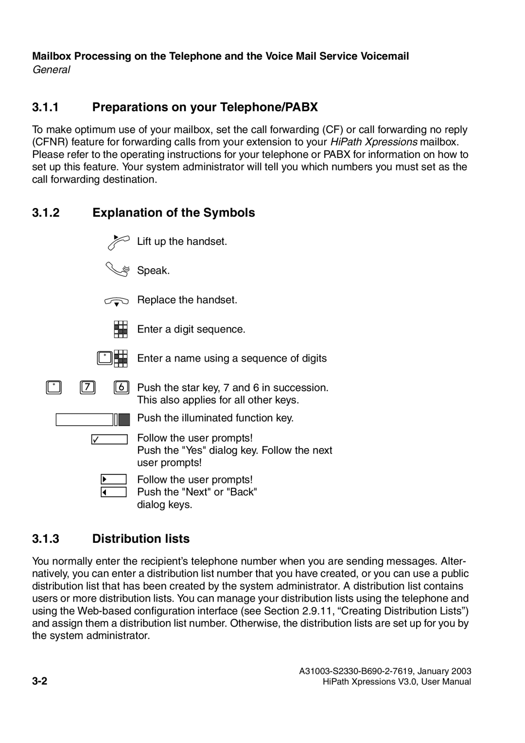 Siemens HiPath Xpressions Unified Messaging user manual Explanation of the Symbols, Distribution lists 