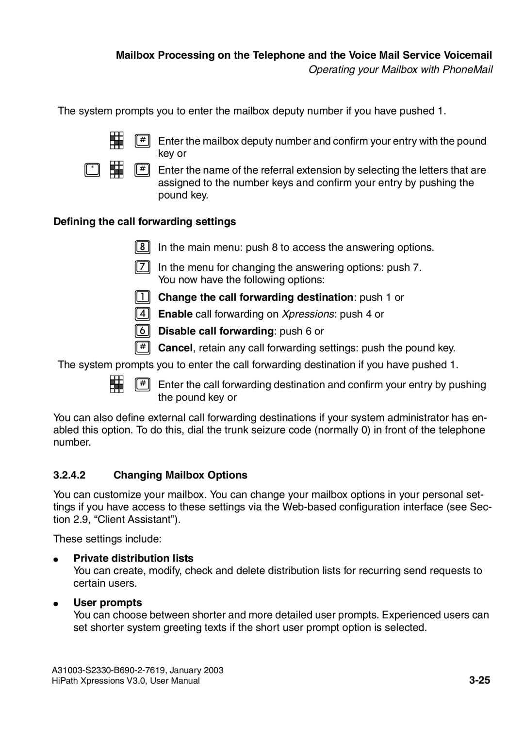 Siemens HiPath Xpressions Unified Messaging Defining the call forwarding settings, Disable call forwarding push 6 or 