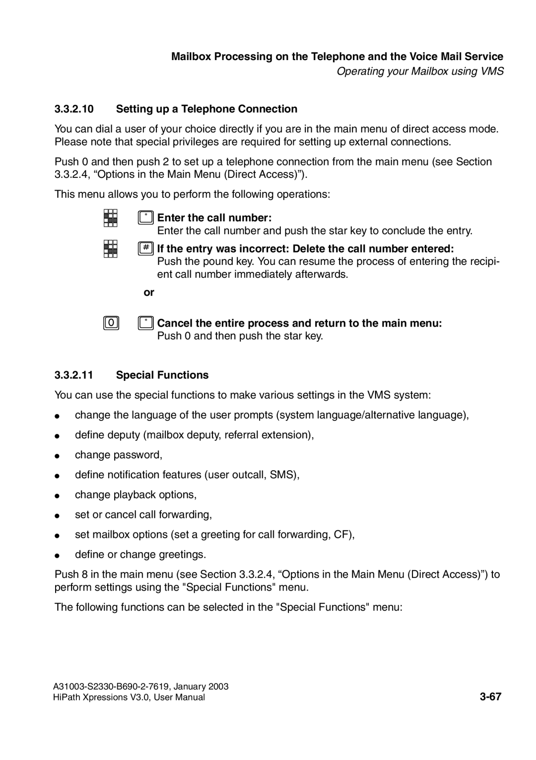 Siemens HiPath Xpressions Unified Messaging user manual Setting up a Telephone Connection, Enter the call number 