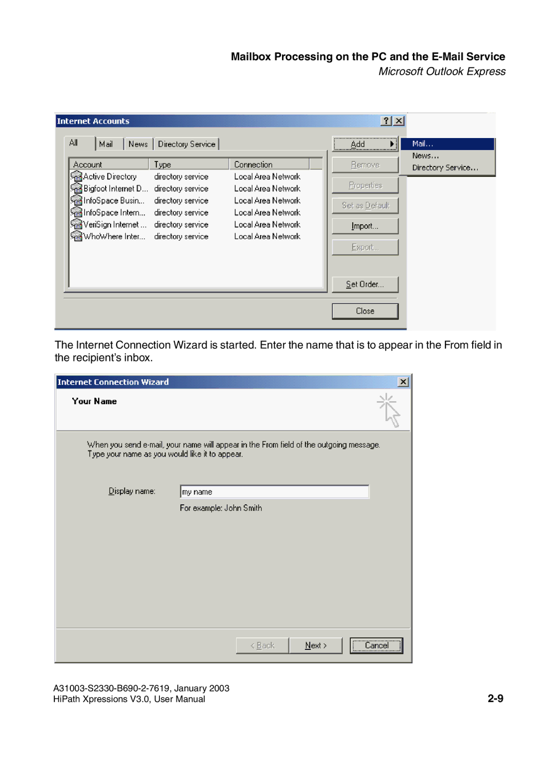 Siemens HiPath Xpressions Unified Messaging user manual Mailbox Processing on the PC and the E-Mail Service 