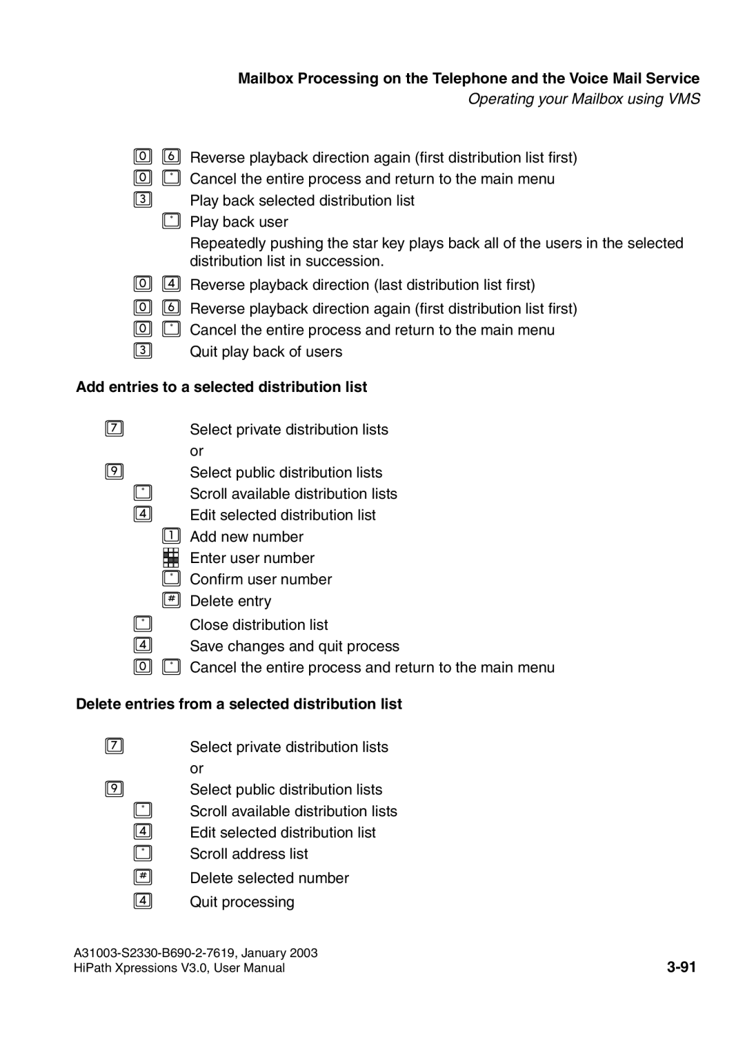 Siemens HiPath Xpressions Unified Messaging user manual Add entries to a selected distribution list 