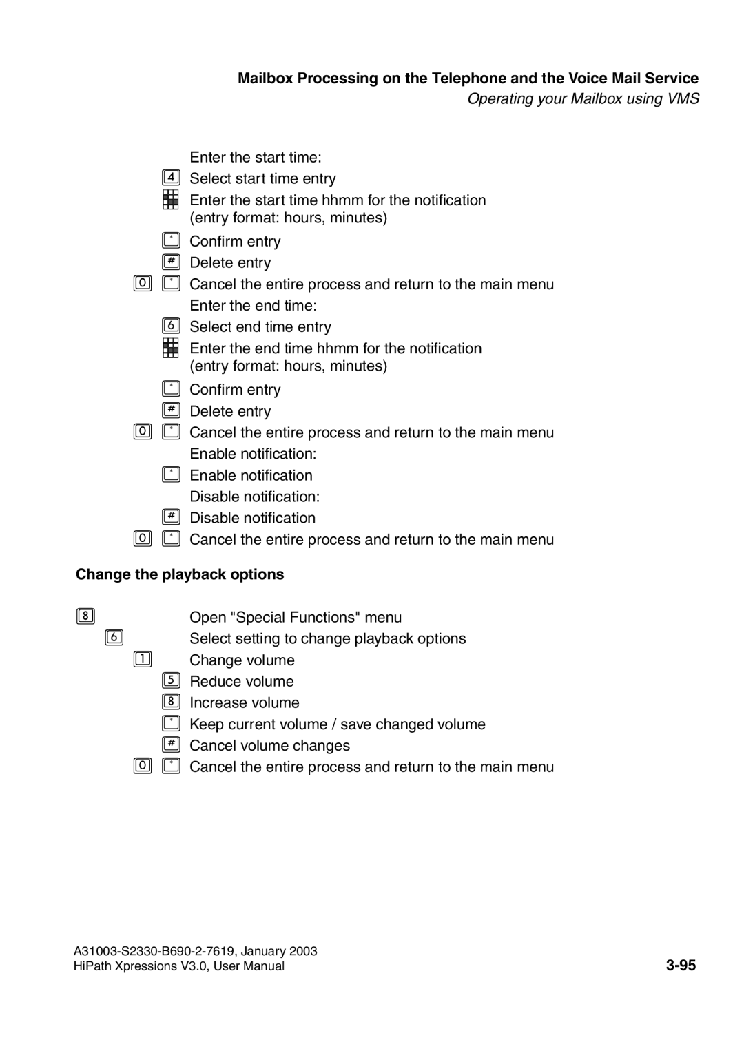 Siemens HiPath Xpressions Unified Messaging user manual Change the playback options 