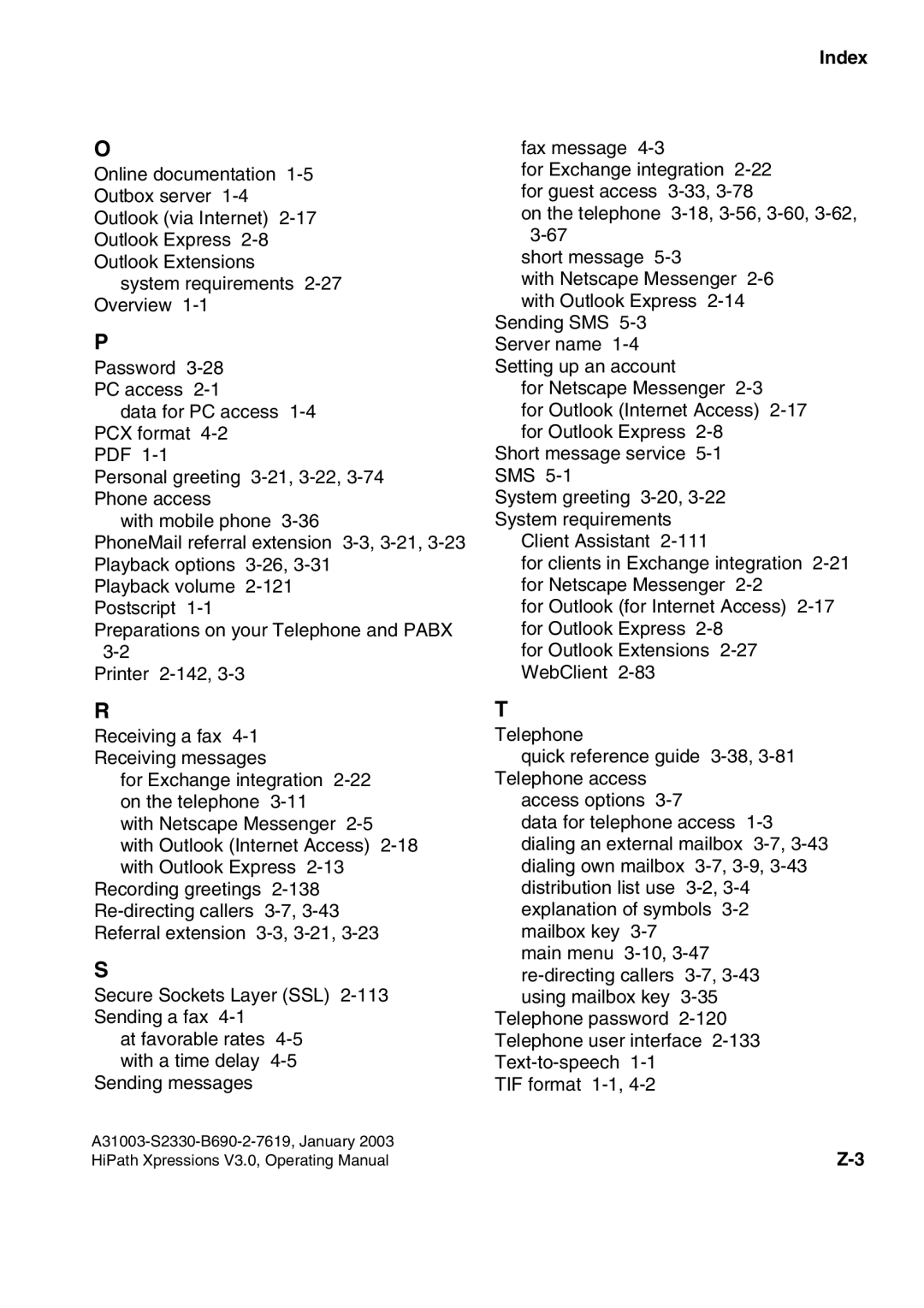 Siemens HiPath Xpressions Unified Messaging user manual Index 