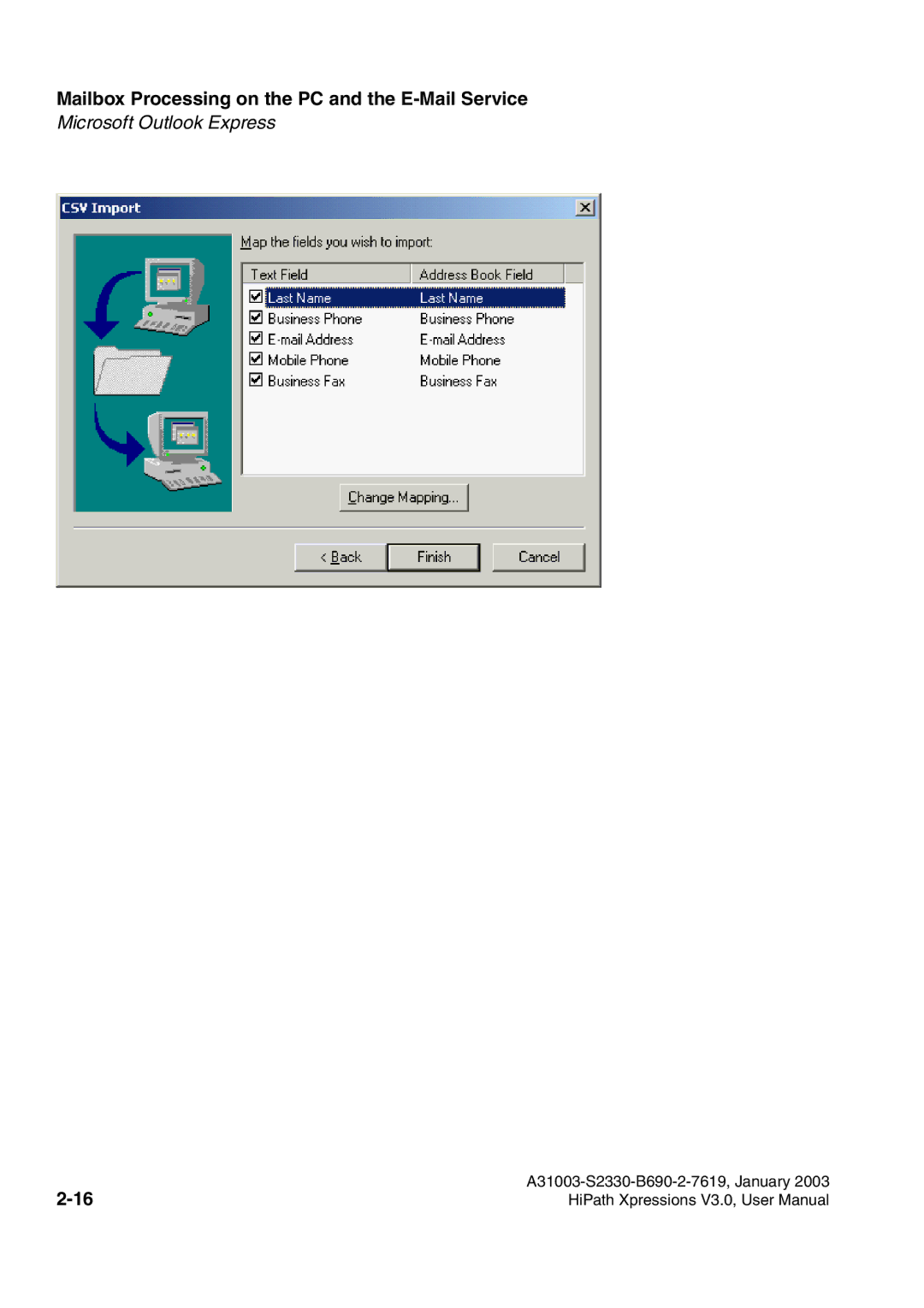 Siemens HiPath Xpressions Unified Messaging user manual Mailbox Processing on the PC and the E-Mail Service 