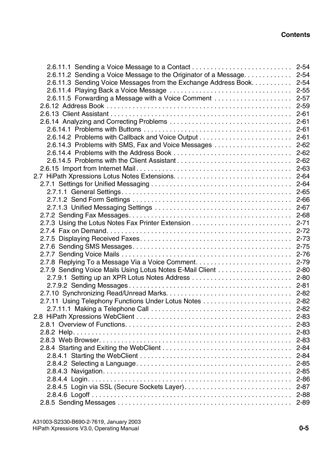 Siemens HiPath Xpressions Unified Messaging user manual Contents 