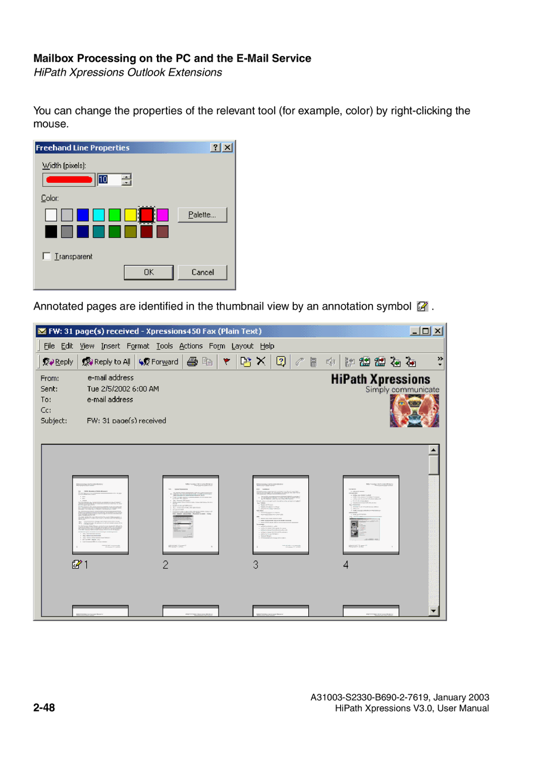 Siemens HiPath Xpressions Unified Messaging user manual Mailbox Processing on the PC and the E-Mail Service 