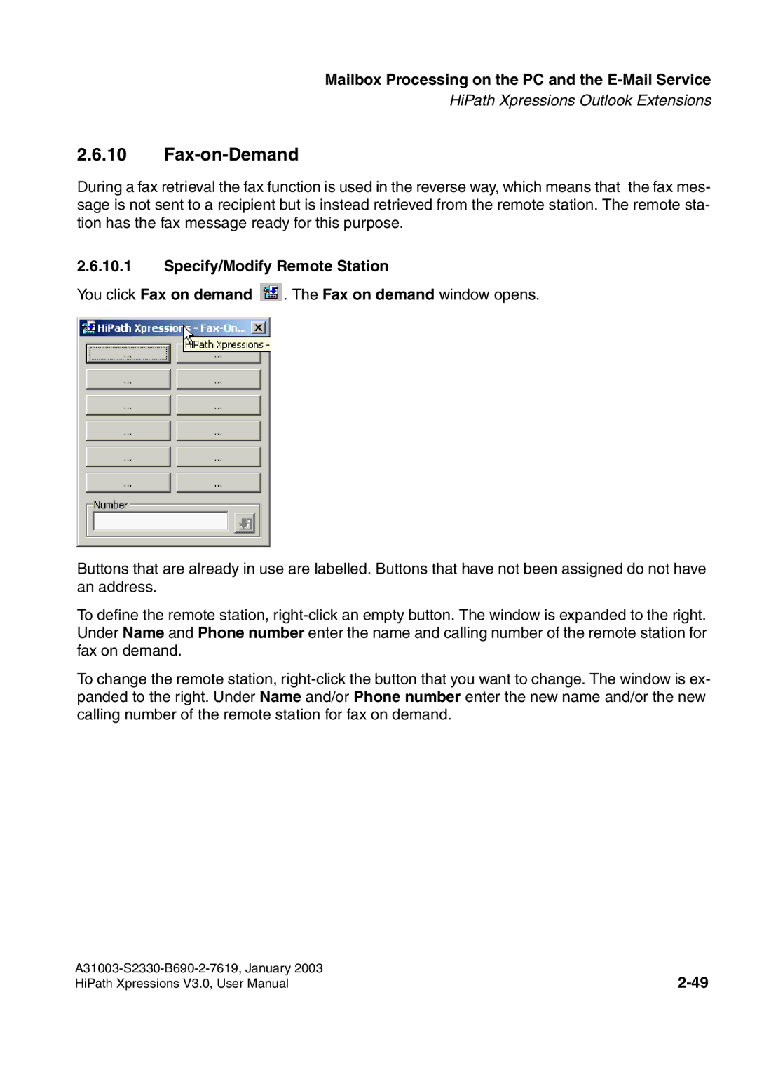 Siemens HiPath Xpressions Unified Messaging user manual Fax-on-Demand, Specify/Modify Remote Station 