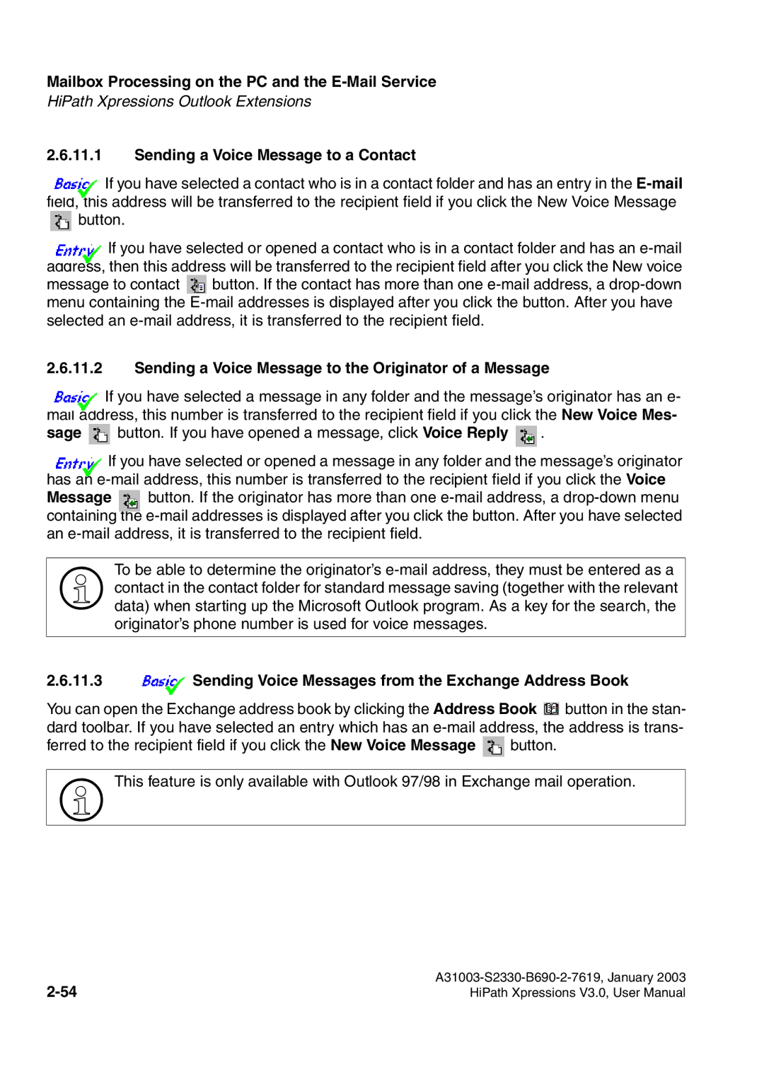 Siemens HiPath Xpressions Unified Messaging user manual Sending a Voice Message to a Contact 