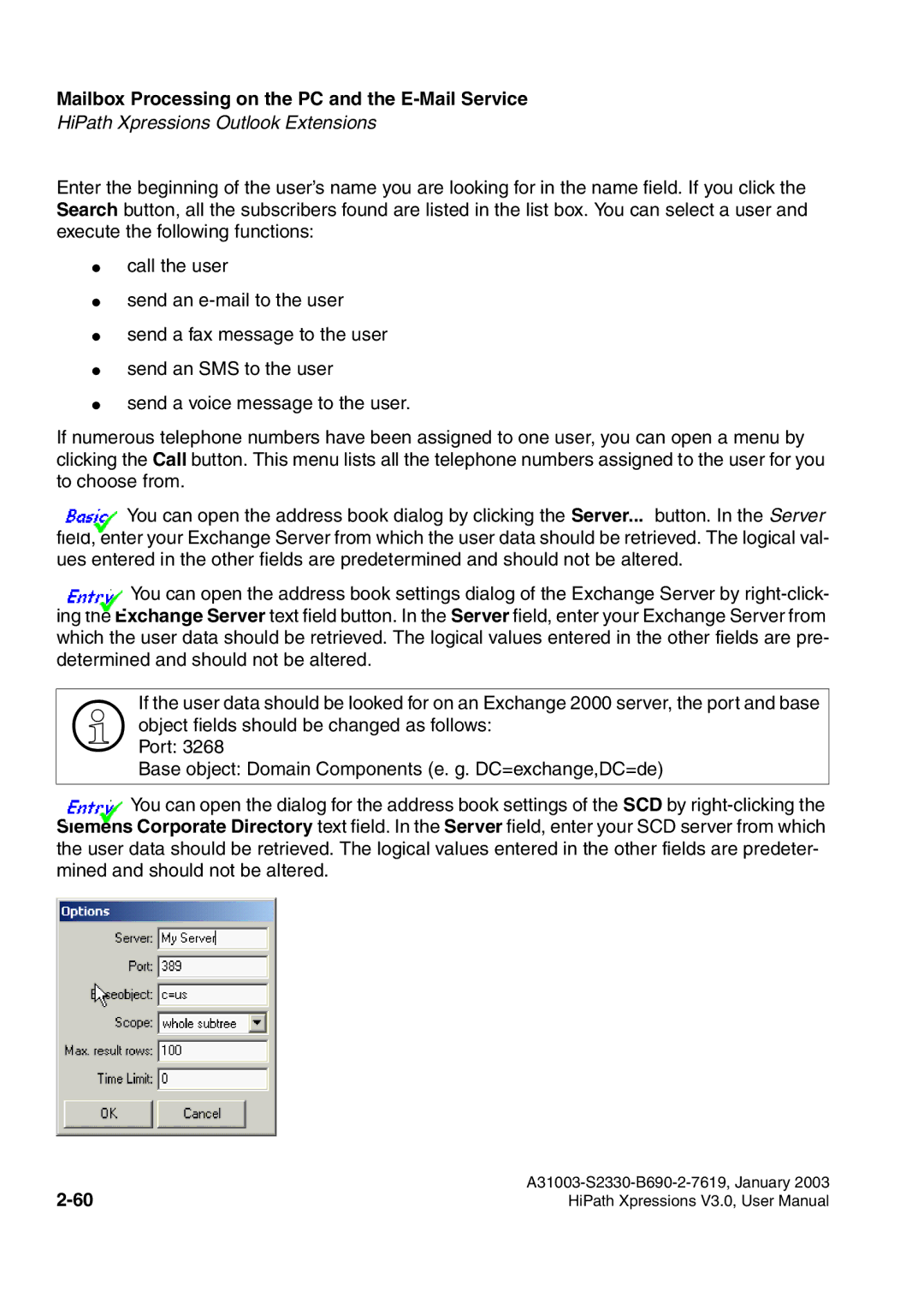 Siemens HiPath Xpressions Unified Messaging user manual Mailbox Processing on the PC and the E-Mail Service 