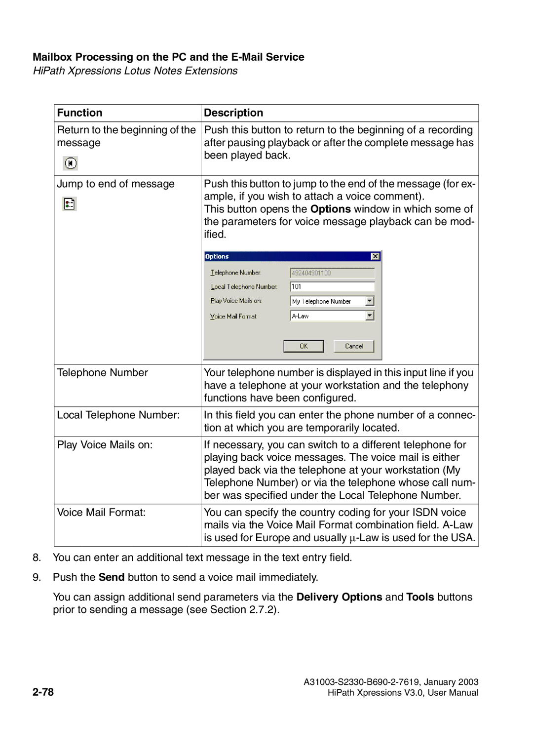 Siemens HiPath Xpressions Unified Messaging user manual Mailbox Processing on the PC and the E-Mail Service 