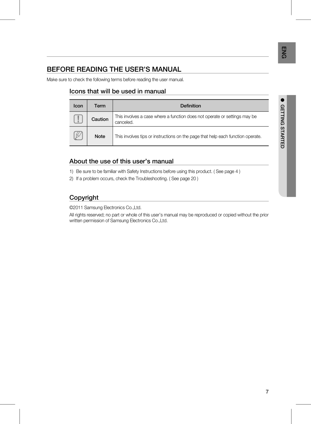 Siemens HW-D450 user manual Getting started, Before Reading the User’s Manual 