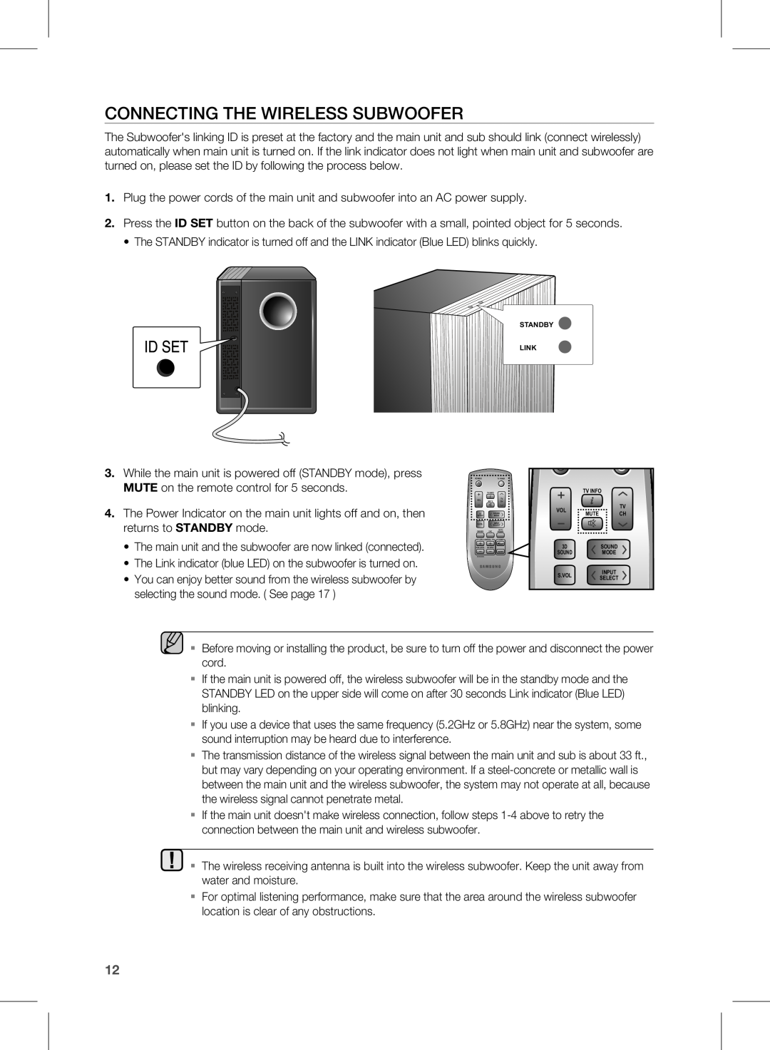 Siemens HW-D450 user manual cOnnEcTing THE WiRElESS SUBWOOFER 