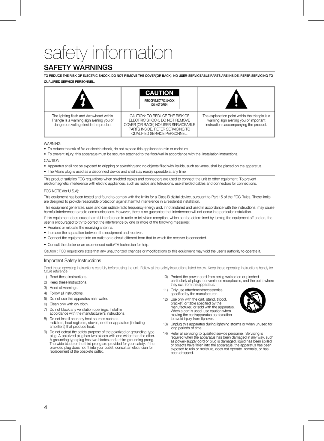 Siemens HW-D450 user manual safety information, Safety Warnings 