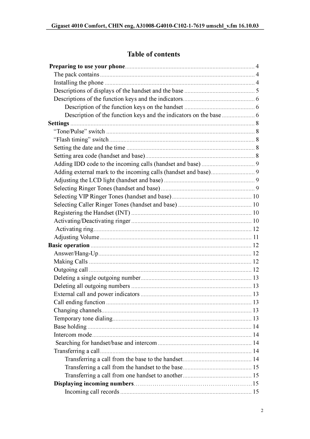 Siemens HWCD8518(3)P/TSDL user manual Table of contents 