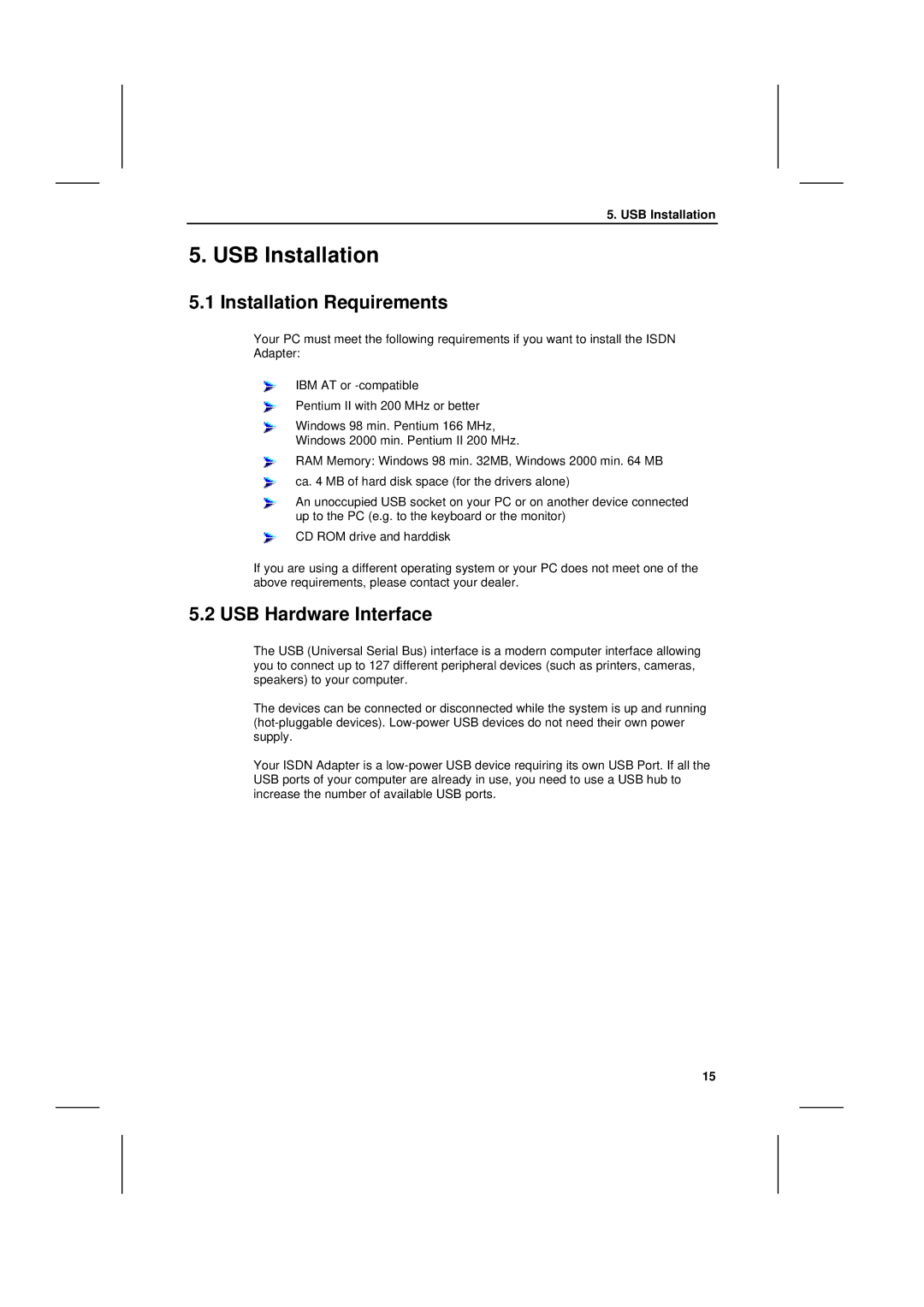 Siemens I-SURF manual USB Installation, Installation Requirements, USB Hardware Interface 