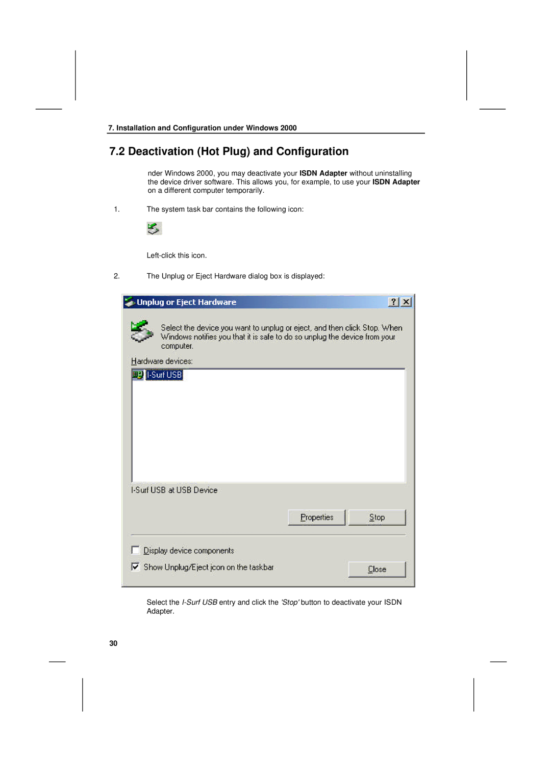 Siemens I-SURF manual Deactivation Hot Plug and Configuration 