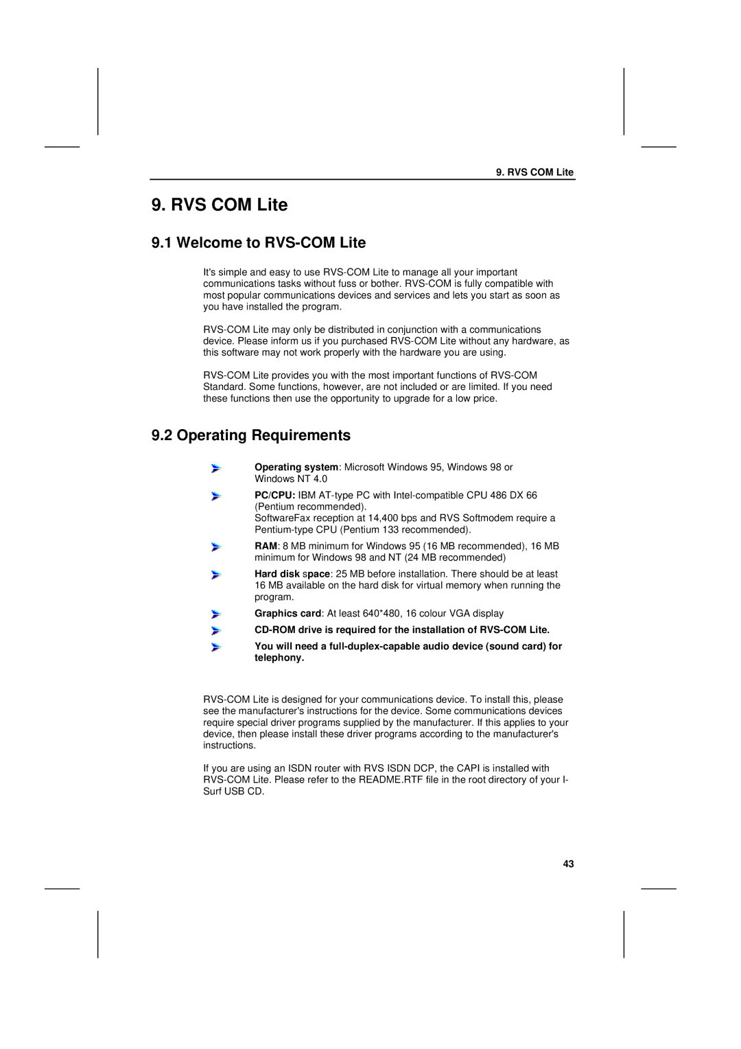 Siemens I-SURF manual RVS COM Lite, Welcome to RVS-COM Lite, Operating Requirements 