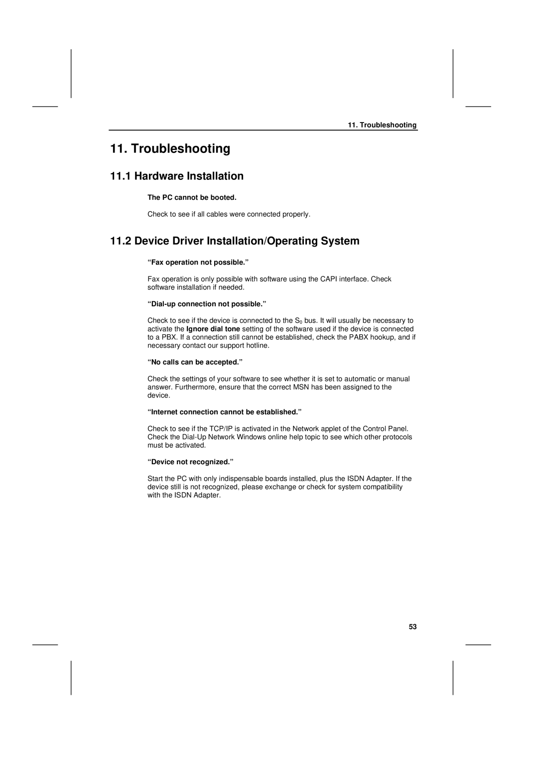 Siemens I-SURF manual Troubleshooting, Hardware Installation, Device Driver Installation/Operating System 