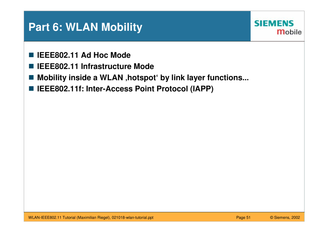 Siemens IEEE802.11 manual Part 6 Wlan Mobility 