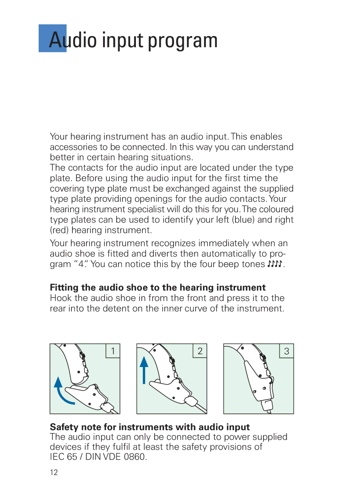 Siemens INFINITI Pro manual Audio input program, Safety note for instruments with audio input 