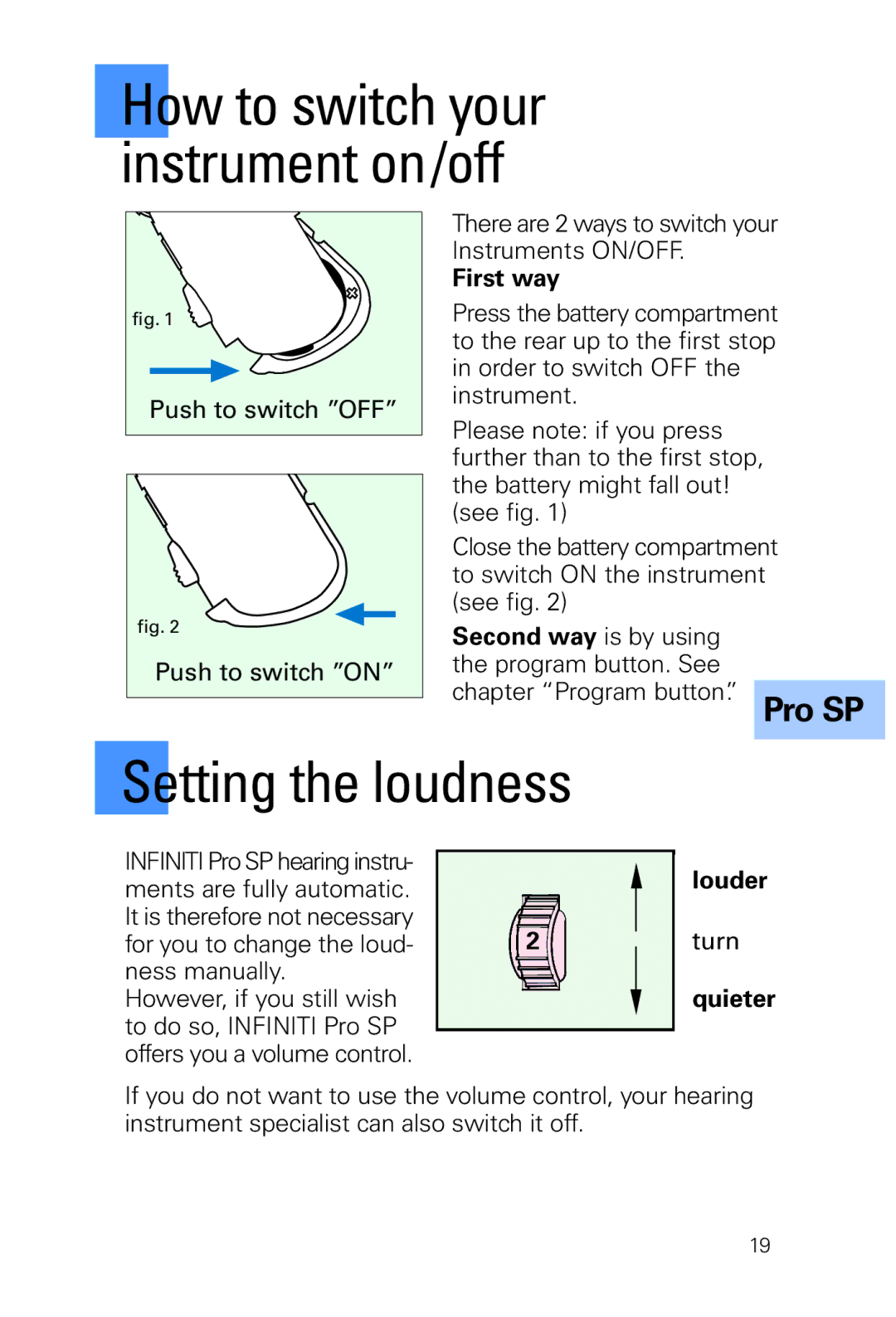 Siemens INFINITI Pro manual Setting the loudness 