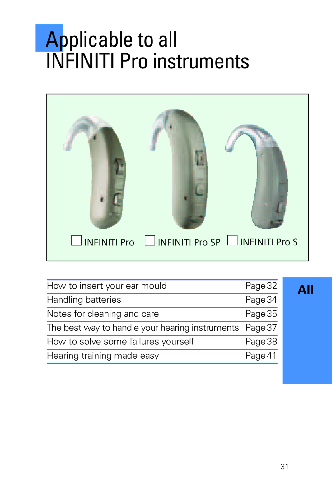 Siemens INFINITI Pro manual Applicable to all Infiniti Pro instruments 