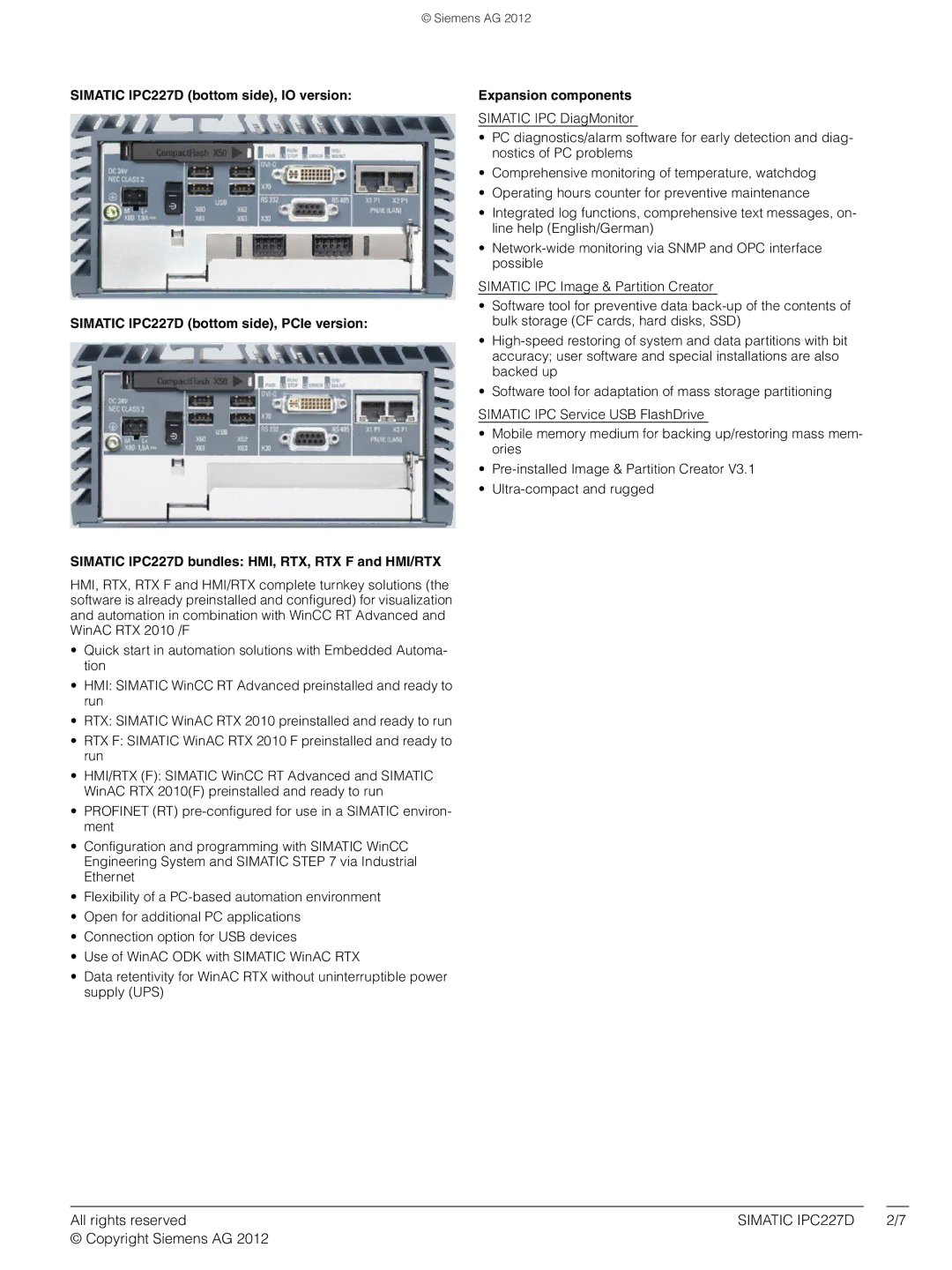 Siemens IPC227D manual Expansion components 