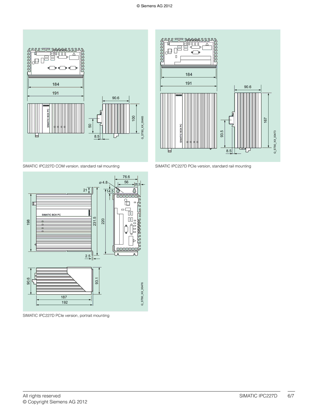 Siemens manual Simatic IPC227D PCIe version, portrait mounting 