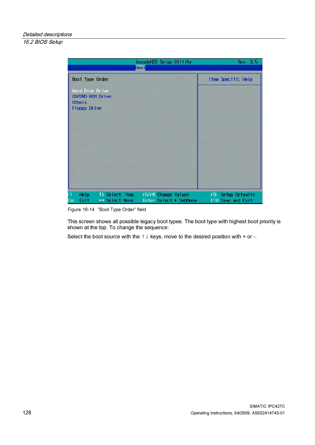 Siemens IPC427C manual Boot Type Order field 