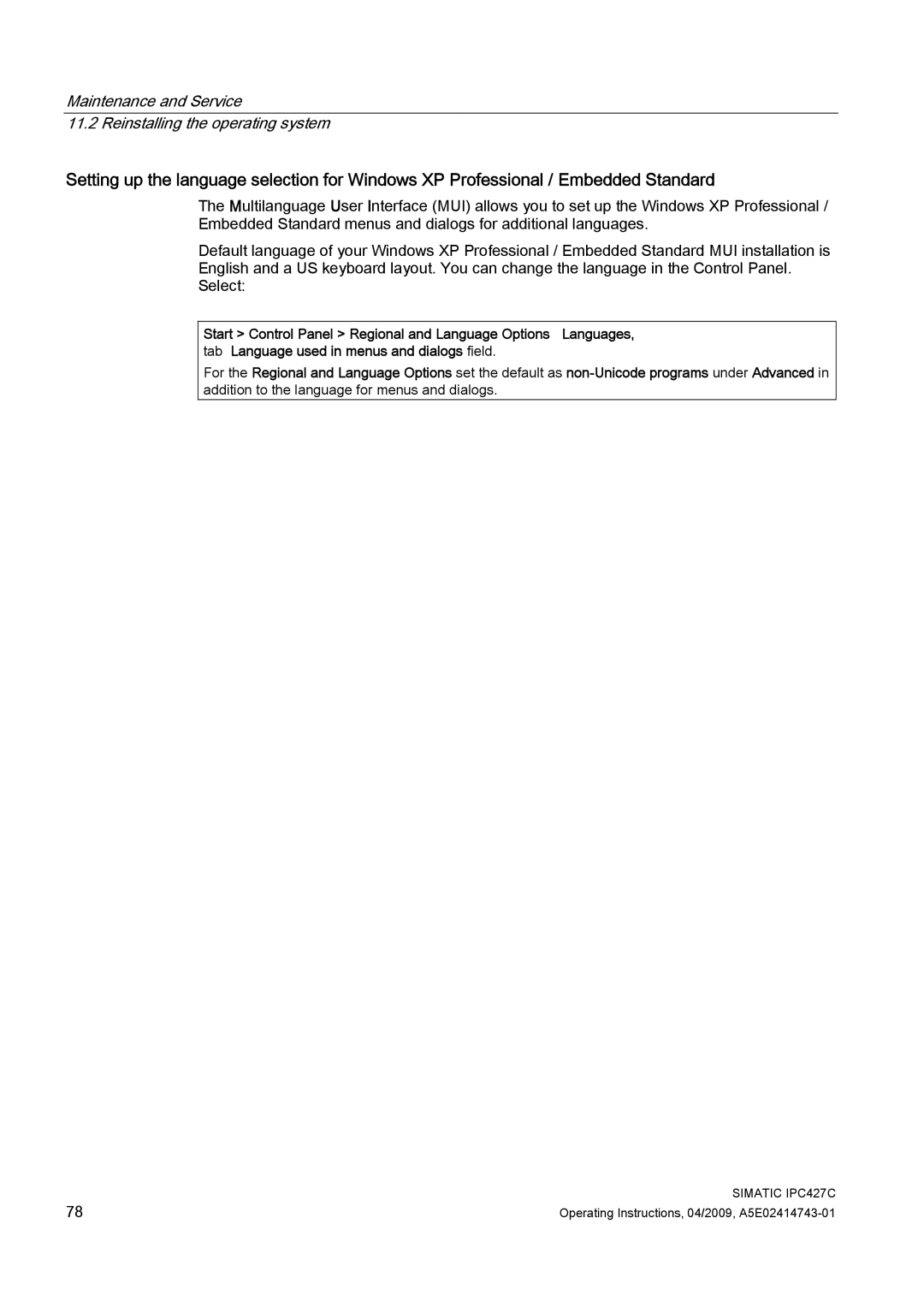 Siemens IPC427C manual Maintenance and Service Reinstalling the operating system 