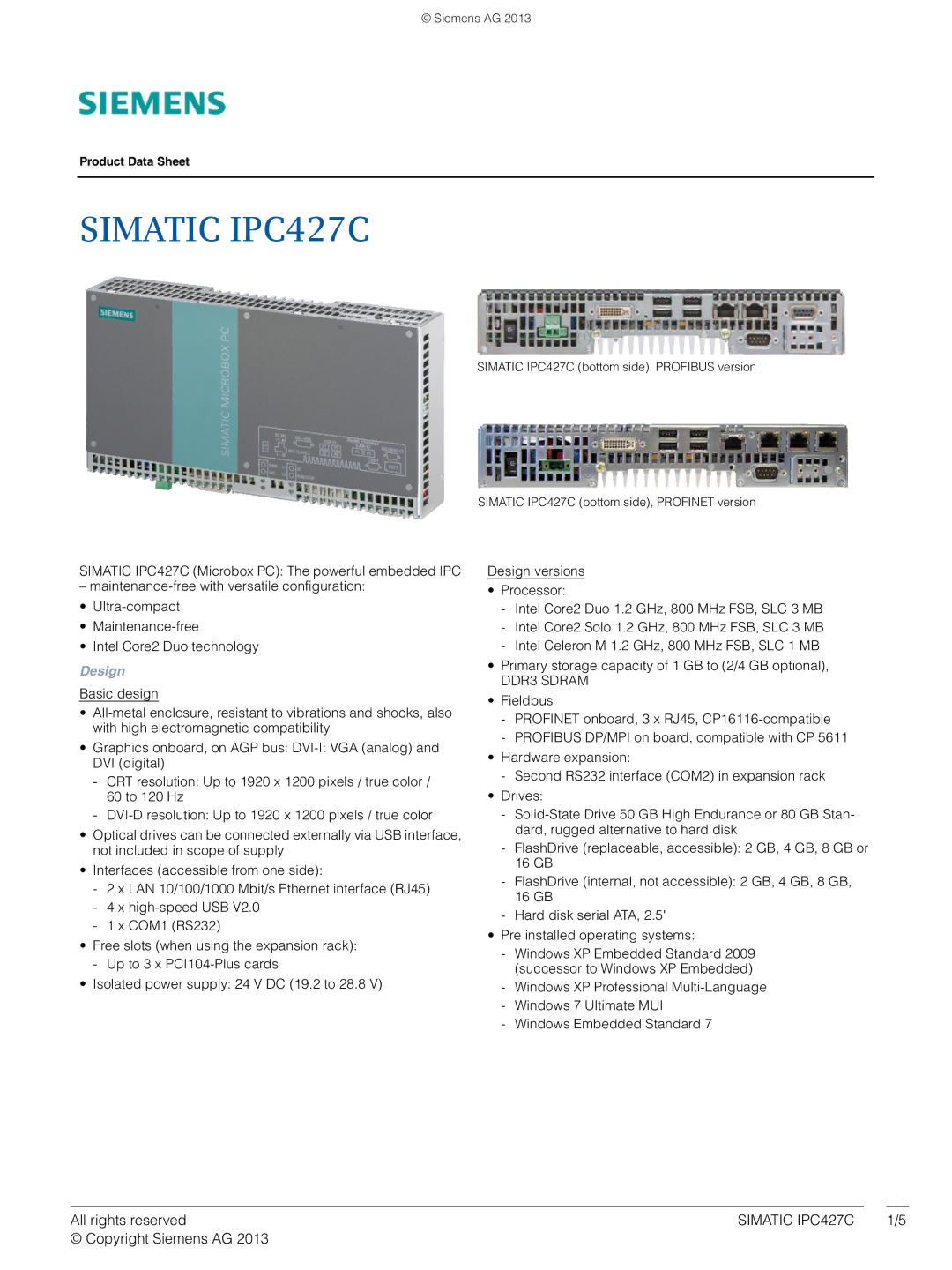 Siemens manual Simatic IPC427C 