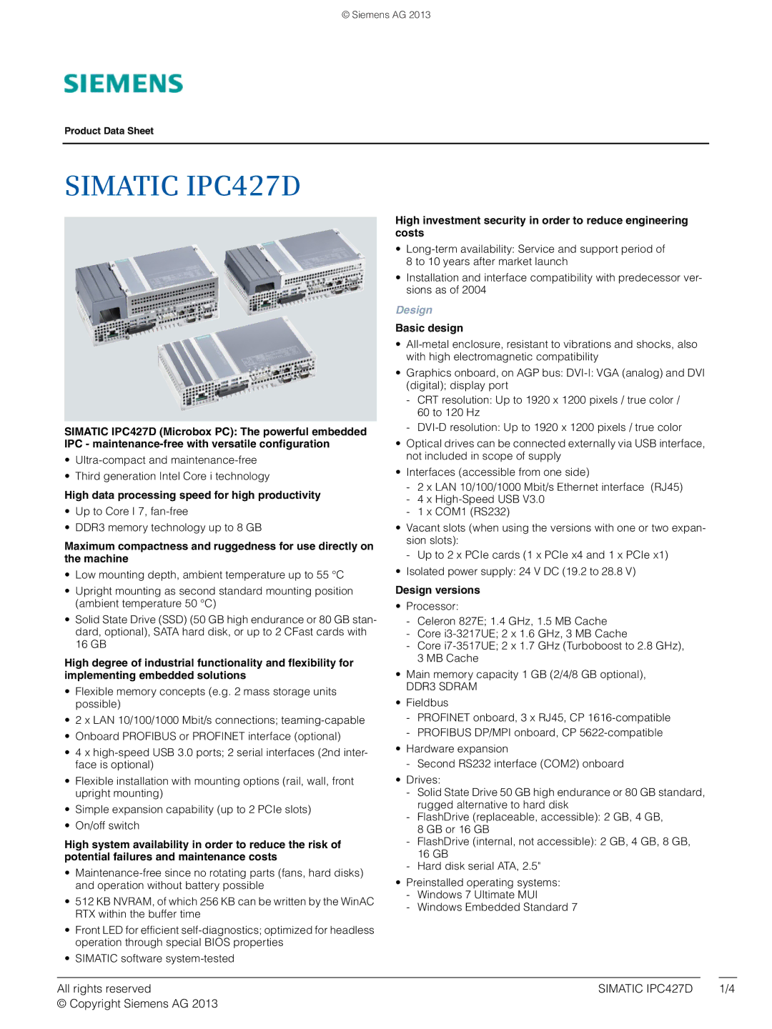 Siemens manual Simatic IPC427D 