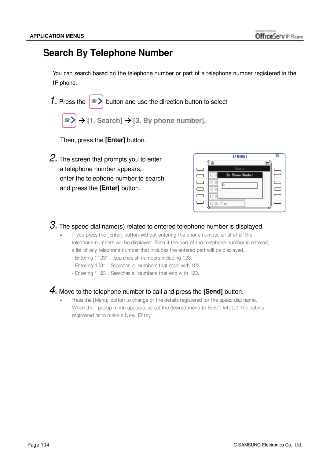 Siemens ITP-5012L manual Search By Telephone Number, Search 3. By phone number 