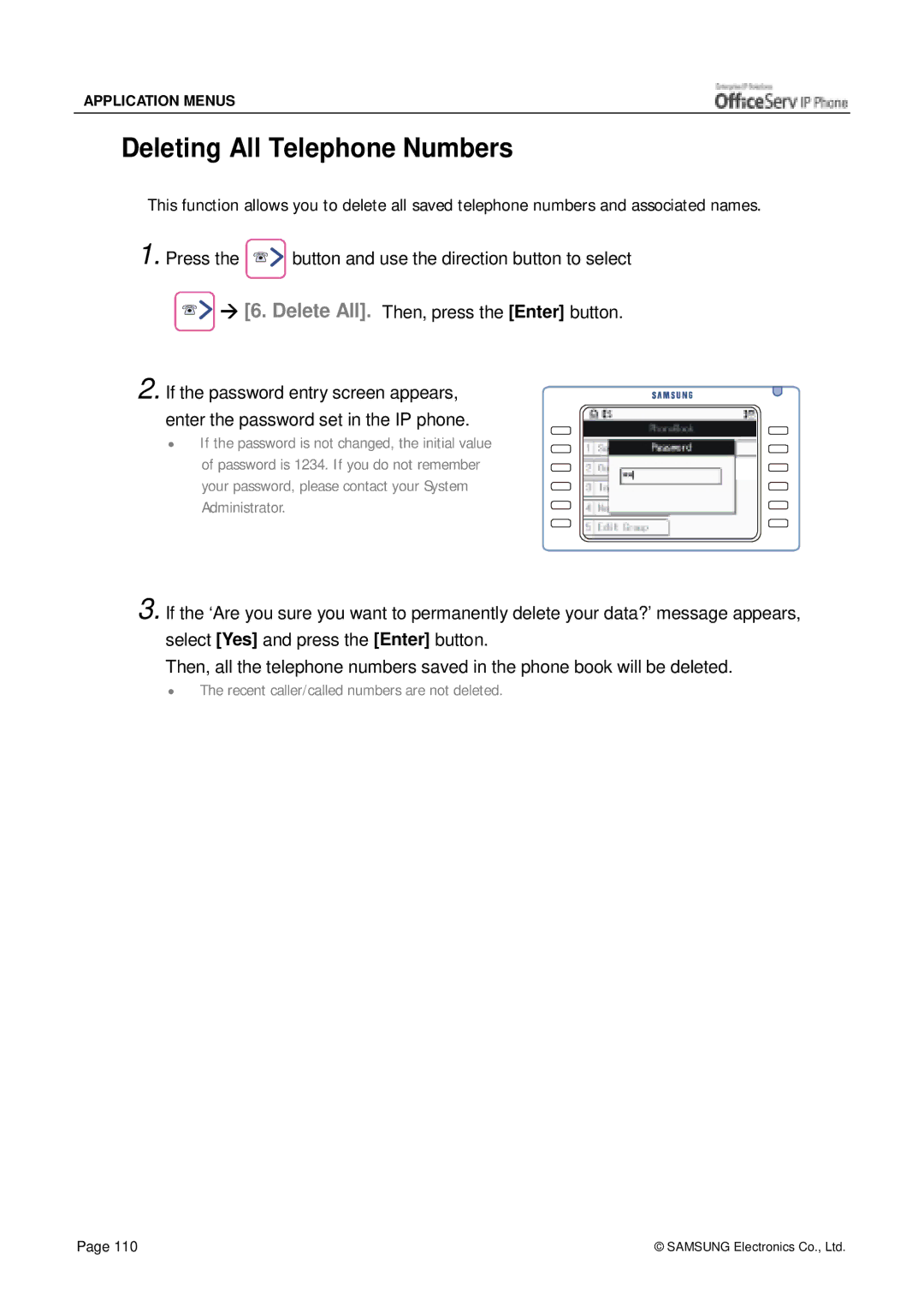 Siemens ITP-5012L manual Deleting All Telephone Numbers 