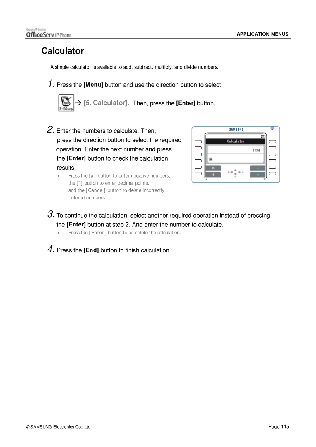 Siemens ITP-5012L manual Calculator 