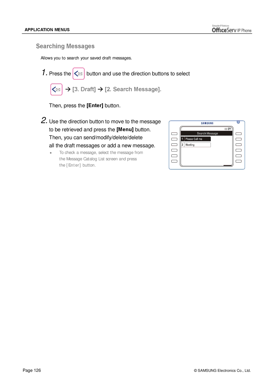 Siemens ITP-5012L manual Searching Messages, Draft ! 2. Search Message 