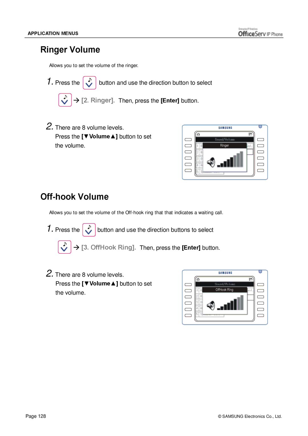 Siemens ITP-5012L manual Ringer Volume, Off-hook Volume 