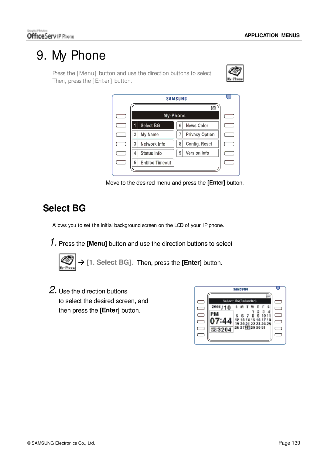 Siemens ITP-5012L manual My Phone, Select BG 