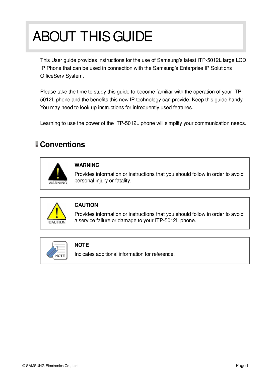 Siemens ITP-5012L manual About this Guide, Conventions 