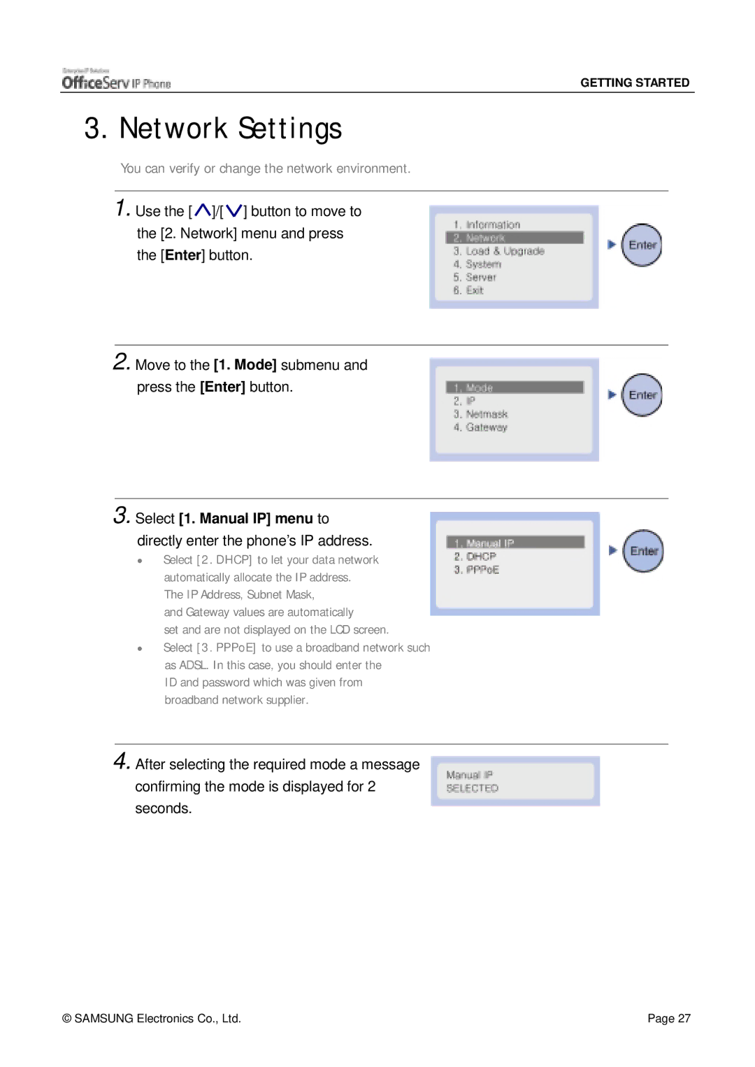 Siemens ITP-5012L manual Network Settings 