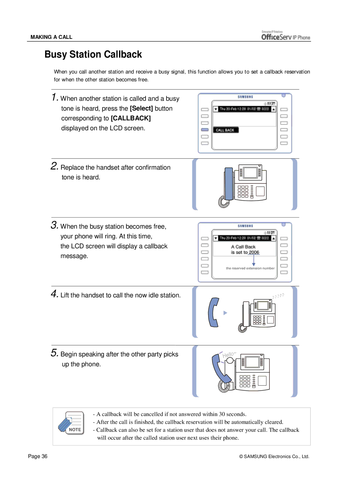 Siemens ITP-5012L manual Busy Station Callback 