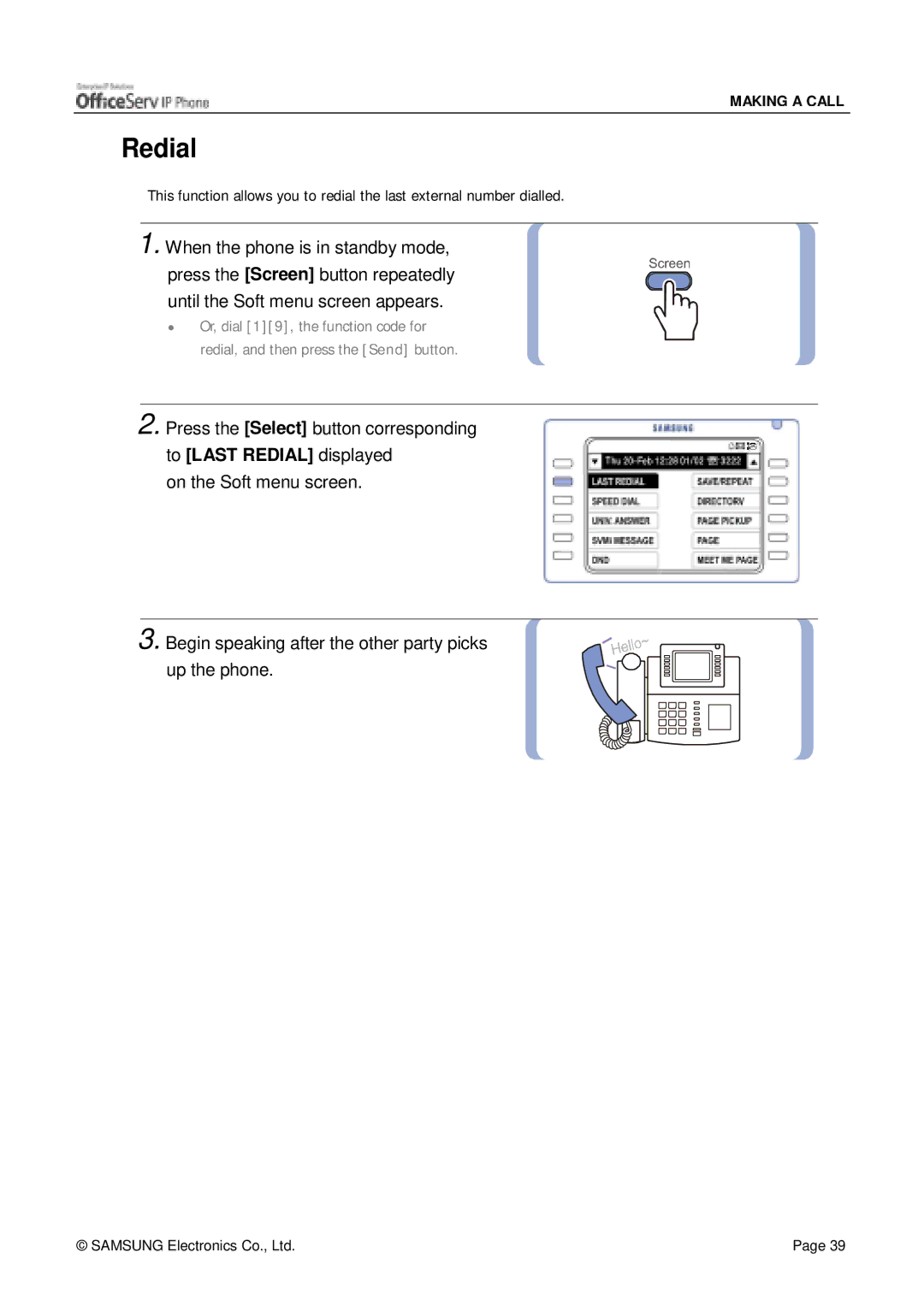 Siemens ITP-5012L manual Redial 