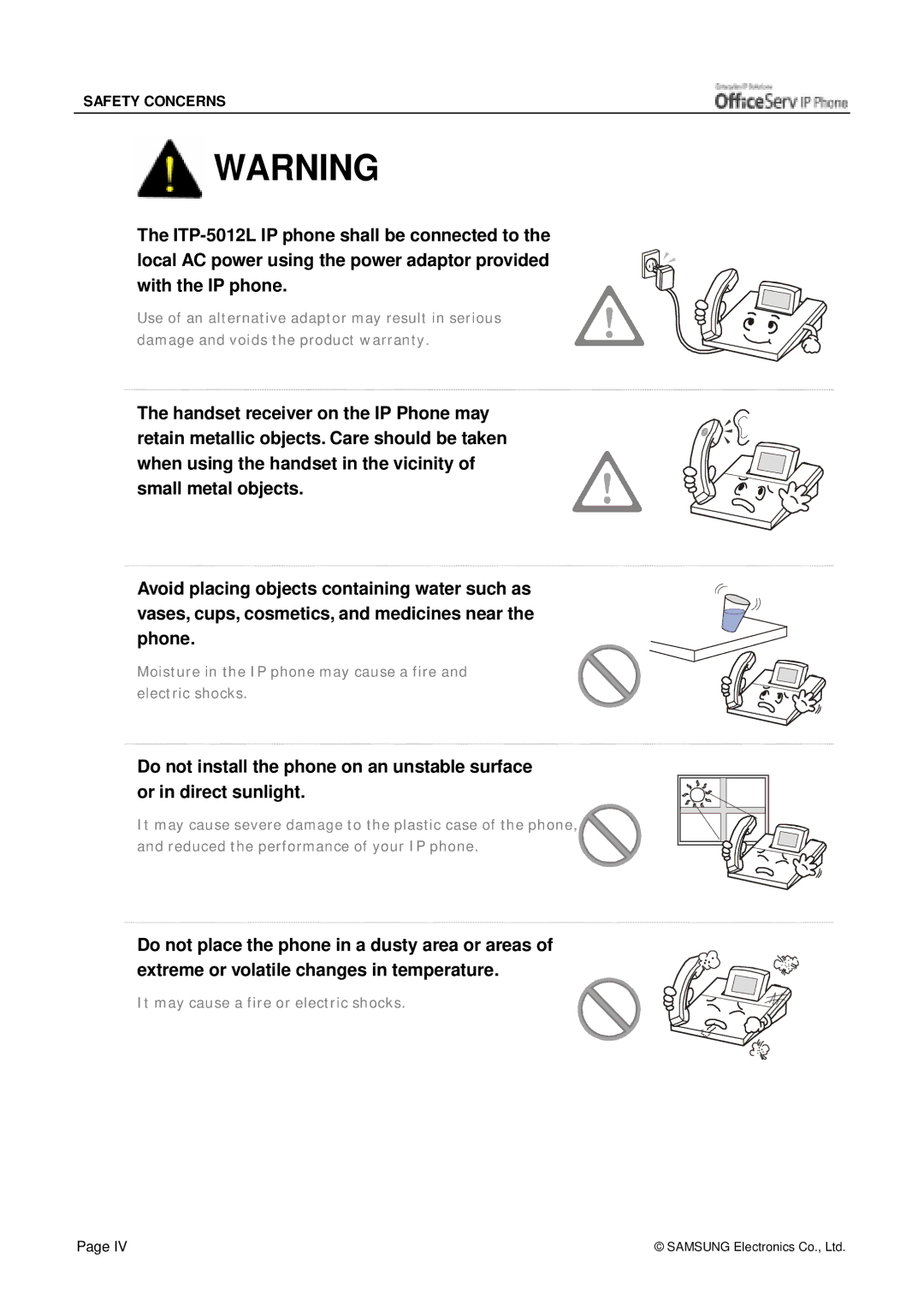 Siemens ITP-5012L manual It may cause a fire or electric shocks 