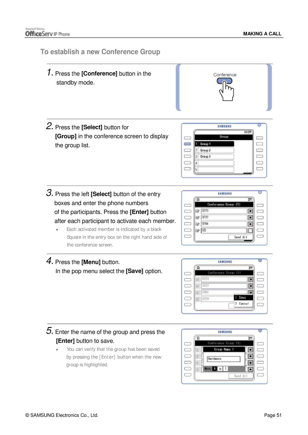 Siemens ITP-5012L manual To establish a new Conference Group 